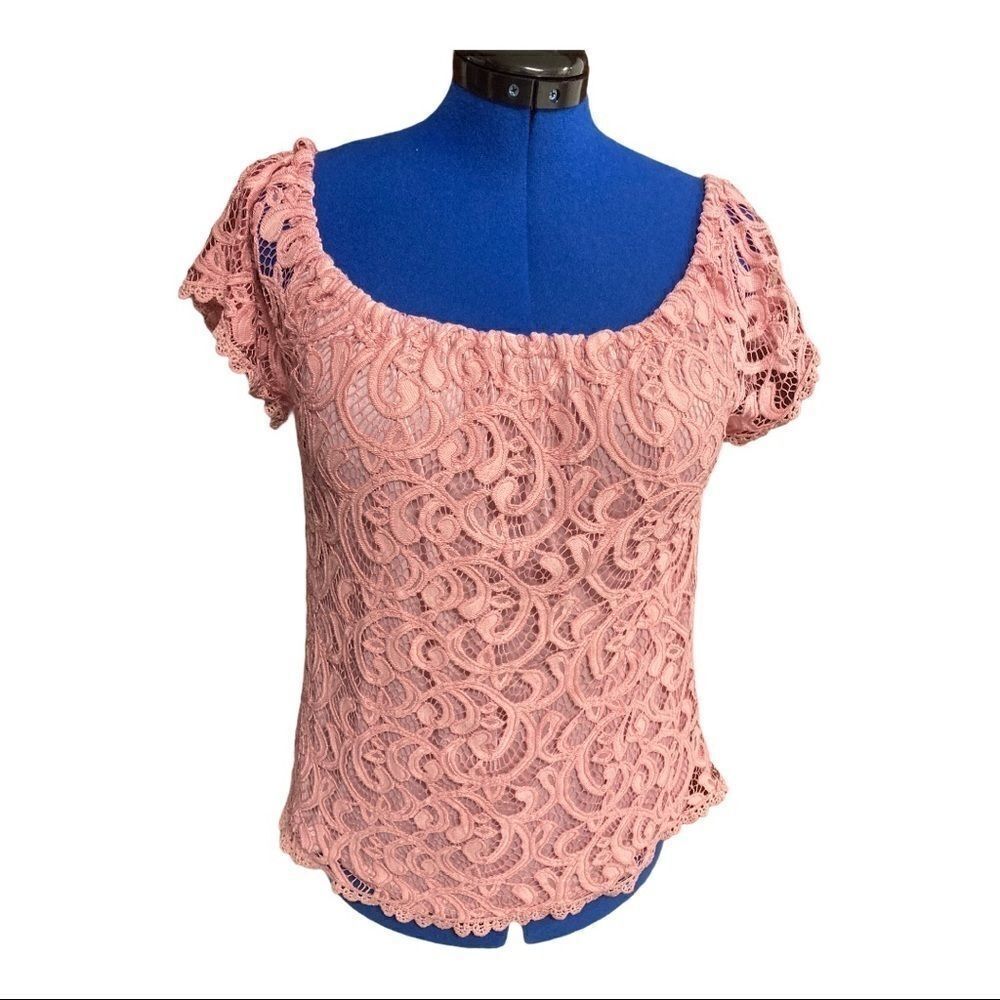 STEM & VINE women’s top size large, lace,peach - Picture 4 of 15